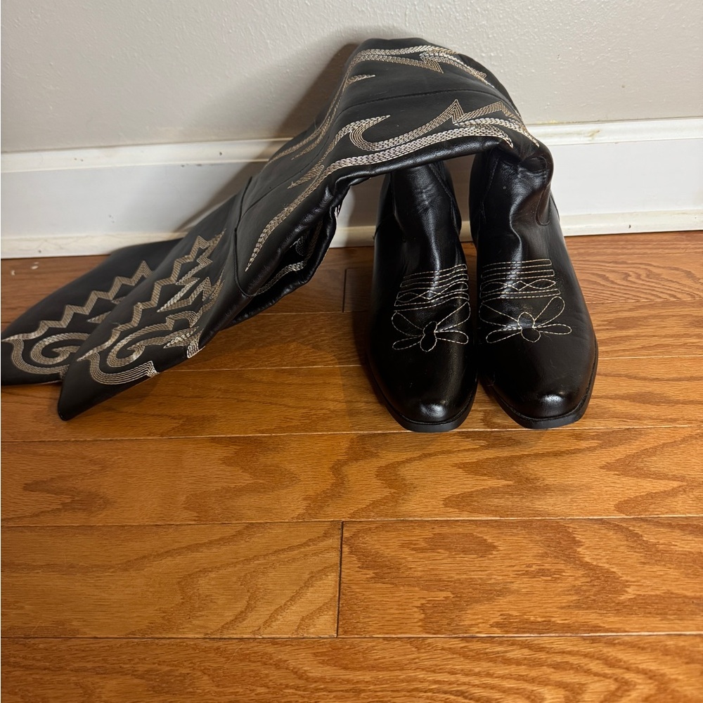 SHEIN Black and Silver Heeled Boots